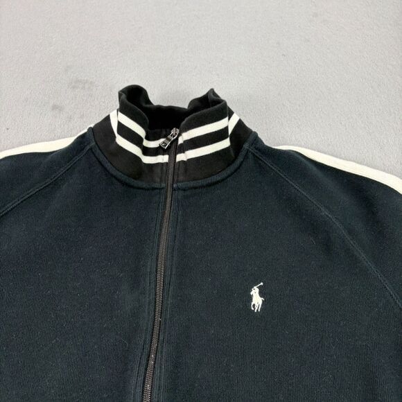 Polo Ralph Lauren Baseball Jacket Mens XL Black White Stripe Full Zip Casual - Picture 3 of 9